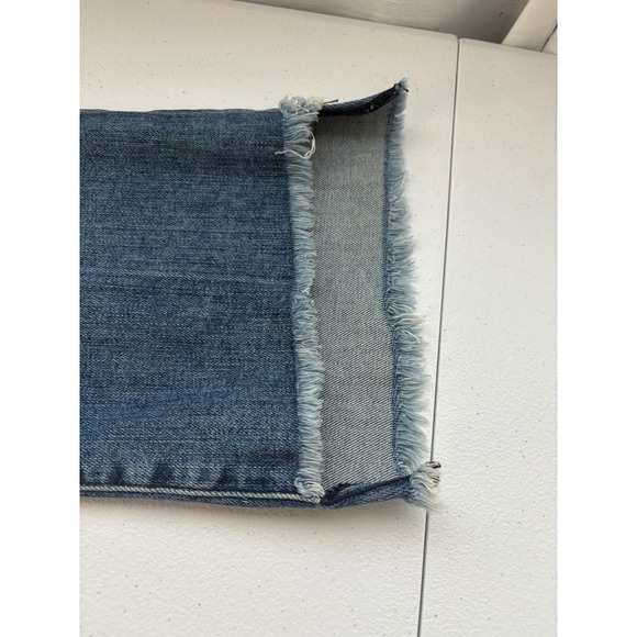 McGuire Crop Flare Jeans Frayed Hem Distressed Denim Blue Size 25 - Picture 6 of 9